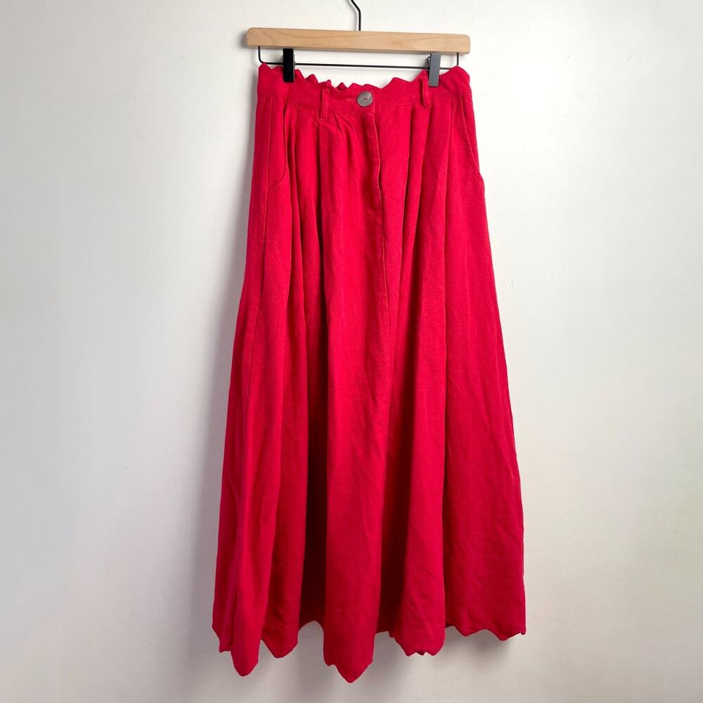 Fashion Brand Company Linen Maxi Skirt Small Red Minimalist Capsule Parisian
